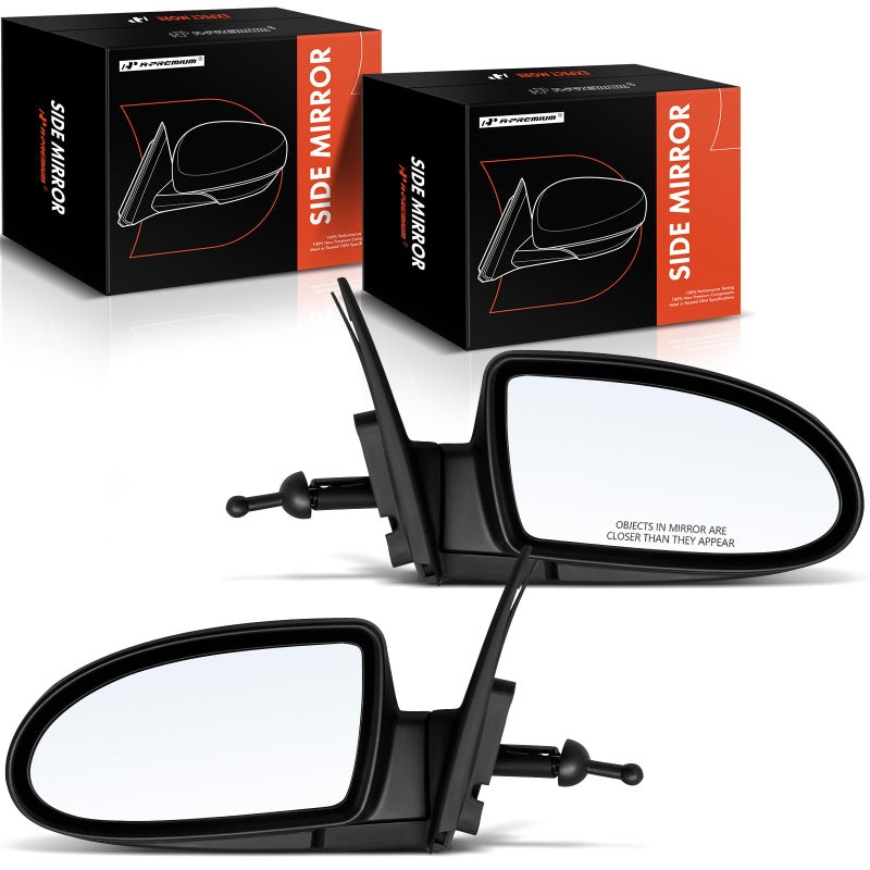 APremium Pair 2 Driver and Passenger Side Manual Door Mirror Compatible with Hyundai Accent 20102011 NonHeated Manual Folding Textured Black Outside Rear View Mirror Replace 876101E500CA