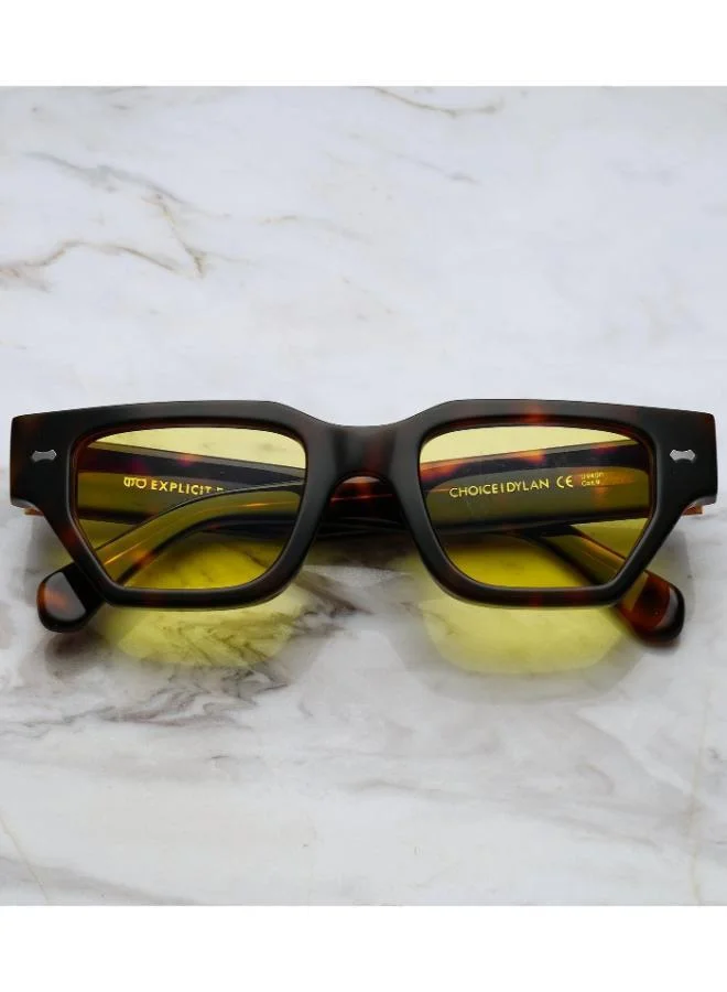 Explicit Poets Explicit Poets Unisex DYLAN Tortoise - Yellow Stylish Sunglasses, A10EP6