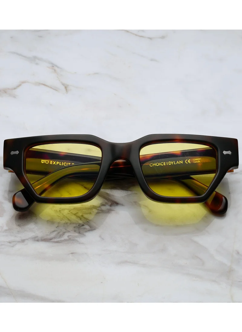 الشعراء الصريحون Explicit Poets Unisex DYLAN Tortoise - Yellow Stylish Sunglasses, A10EP6