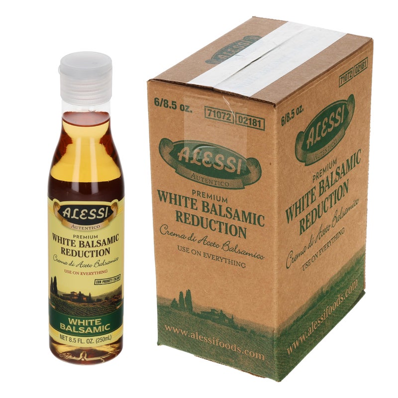 Alessi Balsamic Vinegar Reduction, Autentico from Italy, Ideal on Caprese Salad, Fruits, Cheeses, Meats, Marinades, White Balsamic (White Balsamic, 8.5 Fl Oz (Pack of 6)) - Image 1