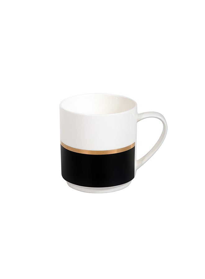 Royalford Bone China Mug Black/White/Gold 12ounce - Image 1