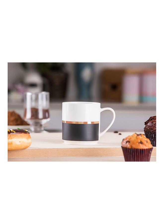 Royalford Bone China Mug Black/White/Gold 12ounce - Image 2