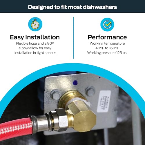 Eastman 6 Foot Dishwasher Supply Line, 3/8 Inch x 3/8 Inch Compression, 3/8 Inch MIP and 3/4 Inch FHT Elbow, PVC Dishwasher Connectors, Red, 41061 - Image 4