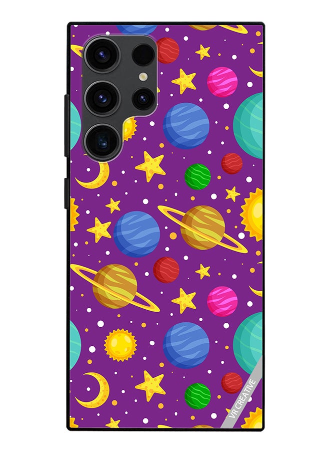 VR CREATIVE Protective Case Cover For Samsung Galaxy S24 Ultra Celestial Bodies Seamless Pattern Design Multicolour - Image 1