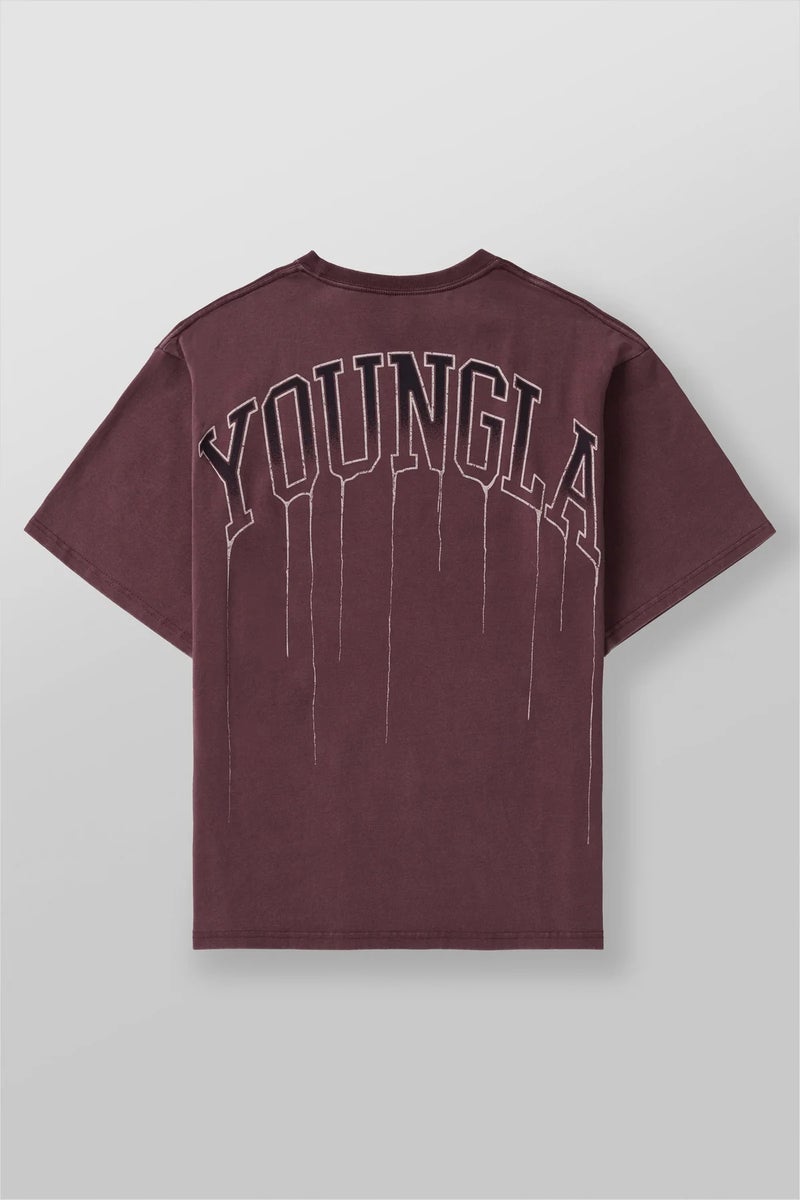 YOUNGLA Womens Oversized Cotton Tee Casual Gym Sport Wine red - Image 1