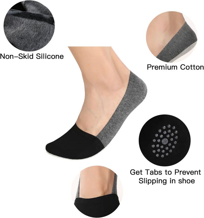 JOULLI Mens No Show Socks Non-Slip Grips Casual Low Cut Boat Sock 6 Pack - Image 2