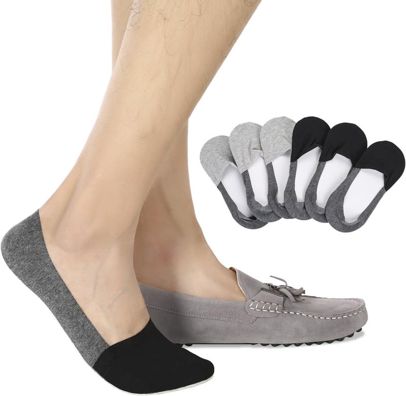 JOULLI Mens No Show Socks Non-Slip Grips Casual Low Cut Boat Sock 6 Pack - Image 1