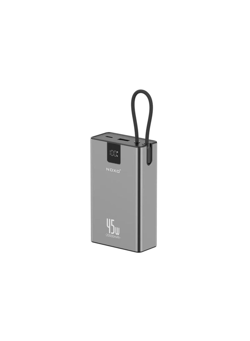 نوكسو باور بانك NOXO PN-14 20000 مللي أمبير 45 واط شحن فائق السرعة، رمادي - Image 1