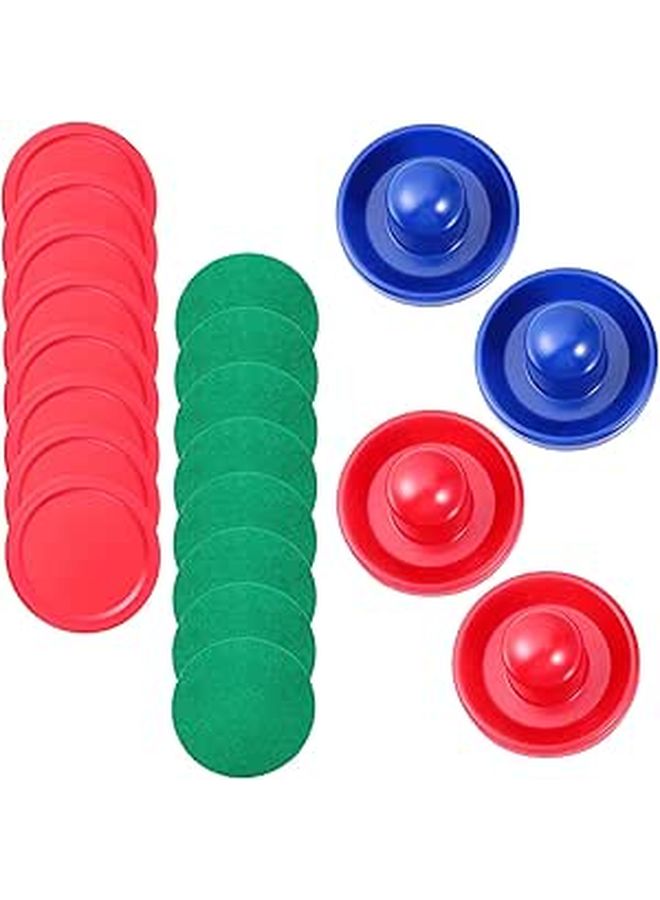 Replacement Felt Pads and 8 Pucks Set Blue Red for Standard Air Hockey Table Game - Image 1