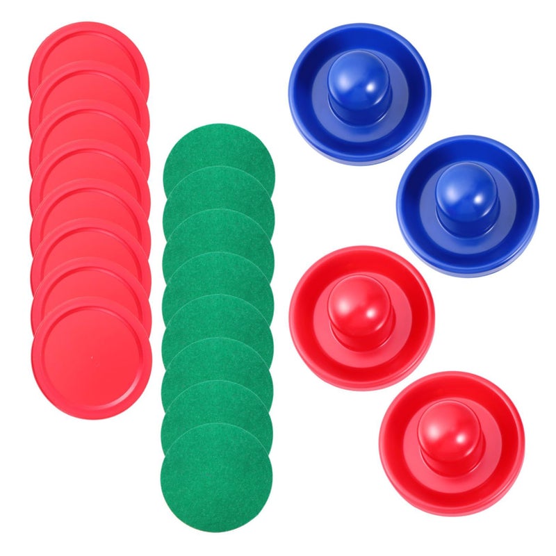 Replacement Felt Pads and 8 Pucks Set Blue Red for Standard Air Hockey Table Game - Image 2