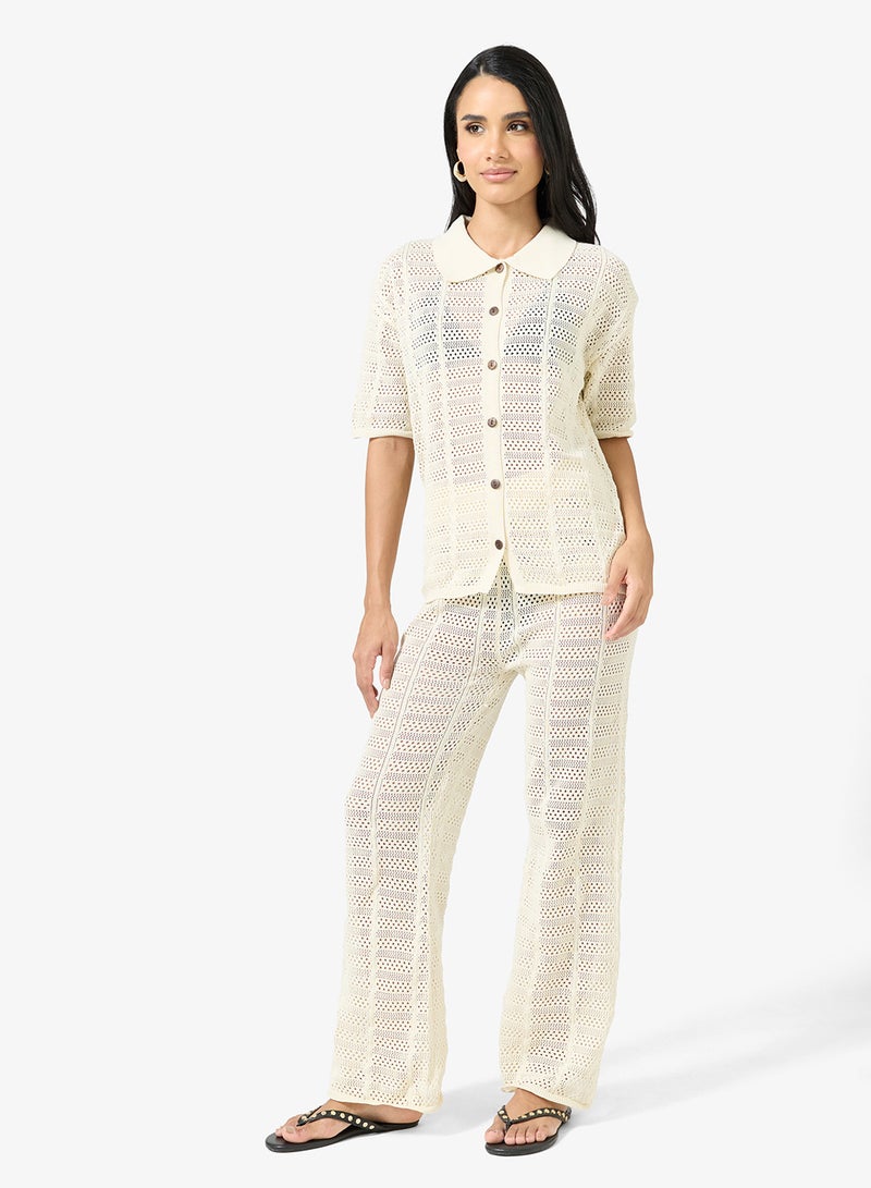 جينجر طقم كنزة وبنطلون محبوك بأزرار - Image 1