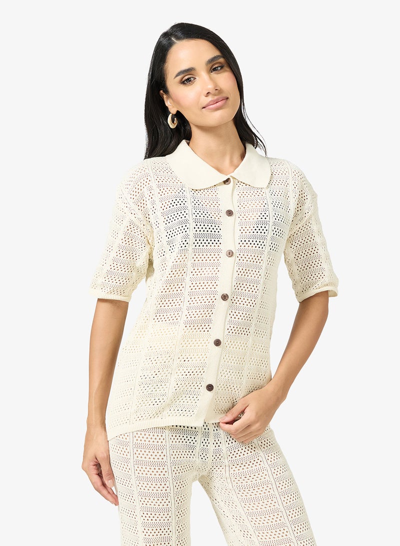 جينجر طقم كنزة وبنطلون محبوك بأزرار - Image 3