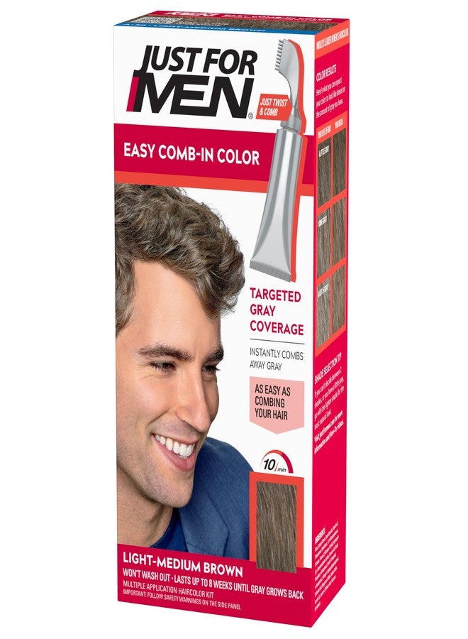 Just For Men Easy Comb-In Color Mens Hair Dye, Easy No Mix Application with Comb Applicator - Light-Medium Brown, A-30, Pack of 1 - Image 1