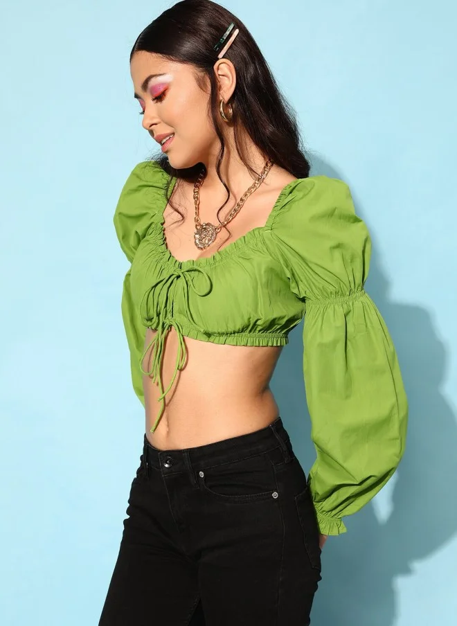STREET 9 Green Crop Top for Women