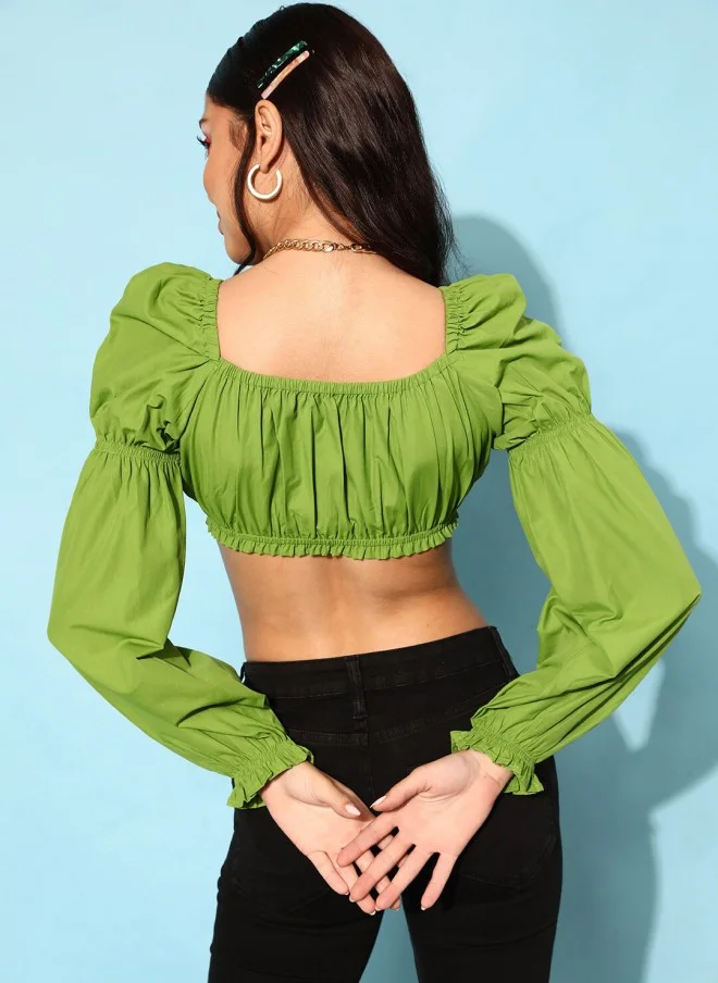 STREET 9 Green Crop Top for Women