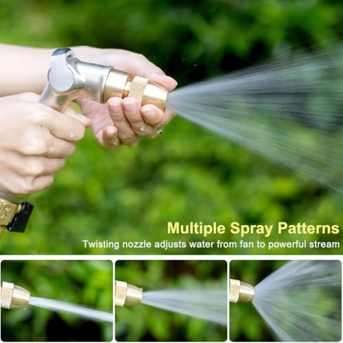 FANHAO Professional Heavy Duty Garden Hose Nozzle, 100% Metal Thumb Control Water Nozzle with Brass Tip, High Pressure Adjustable Water Hose Sprayer for Lawn & Plant Watering, Car & Pet Washing - Image 4