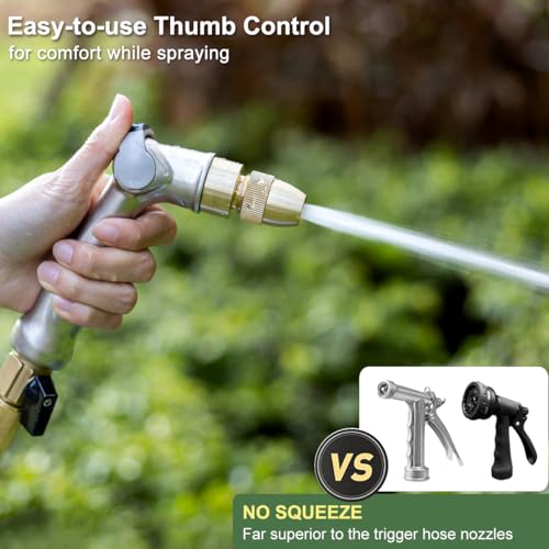 FANHAO Professional Heavy Duty Garden Hose Nozzle, 100% Metal Thumb Control Water Nozzle with Brass Tip, High Pressure Adjustable Water Hose Sprayer for Lawn & Plant Watering, Car & Pet Washing - Image 5