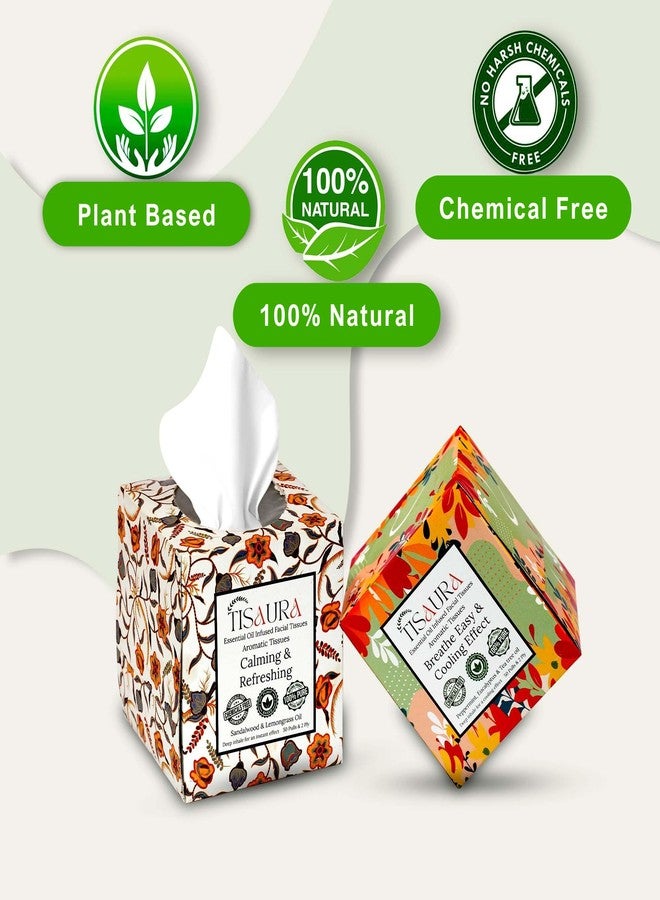 TISAURA Cold, Headache & Stress Relief Facial Tissues combo Pack, 50 Pulls (Pack of 4), 400 Sheets 2 ply, Infused with 100% Pure Plant Based Essential Oil | Plant Based Scented Tissues - Image 4