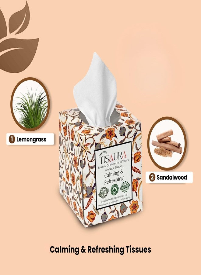 TISAURA Cold, Headache & Stress Relief Facial Tissues combo Pack, 50 Pulls (Pack of 4), 400 Sheets 2 ply, Infused with 100% Pure Plant Based Essential Oil | Plant Based Scented Tissues - Image 3