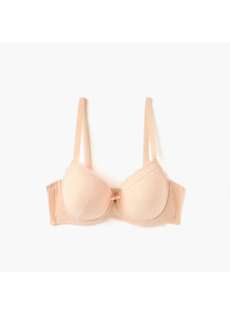 فاف Floral Lace Detail Balconette Bra with Adjustable Straps