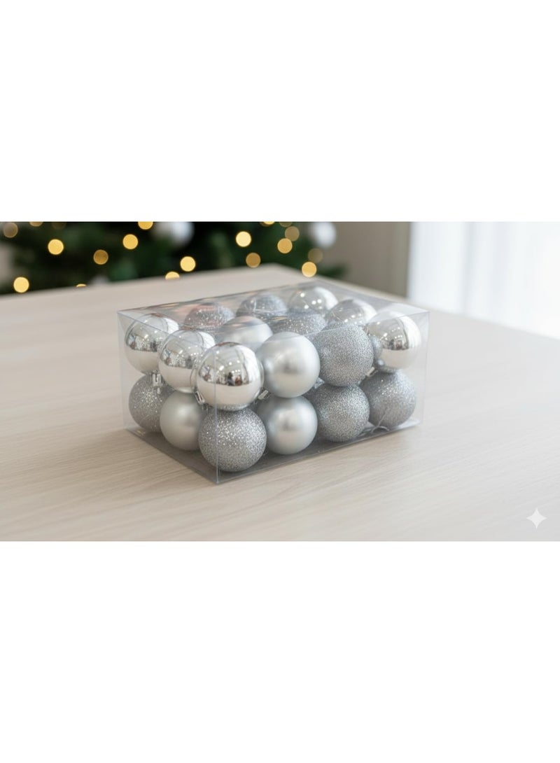 مجموعة زينة شجرة عيد الميلاد Happy Hugs، 24 قطعة من زينة عيد الميلاد اللامعة واللامعة المعدنية المقاومة للكسر، زينة عيد الميلاد بطول 6 سم - Image 1