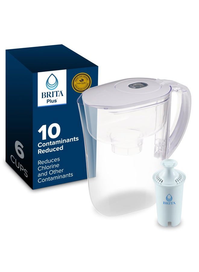 Brita Small 6 Cup Water Filter Pitcher, 1 BritaPlus Filter, Metro, Clear (Package May Vary) - Image 1