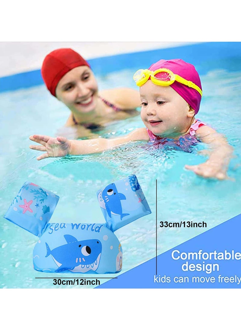 Mr. Penda Baby Pool Float Fit 30-55 Lbs, Kids Swimming Float with Arm Water Wings, Fun Ride-On Raft Pool Baby Beach Supplies for 2-6 Years Old Boy Girl (Blue Shark)  - Image 2
