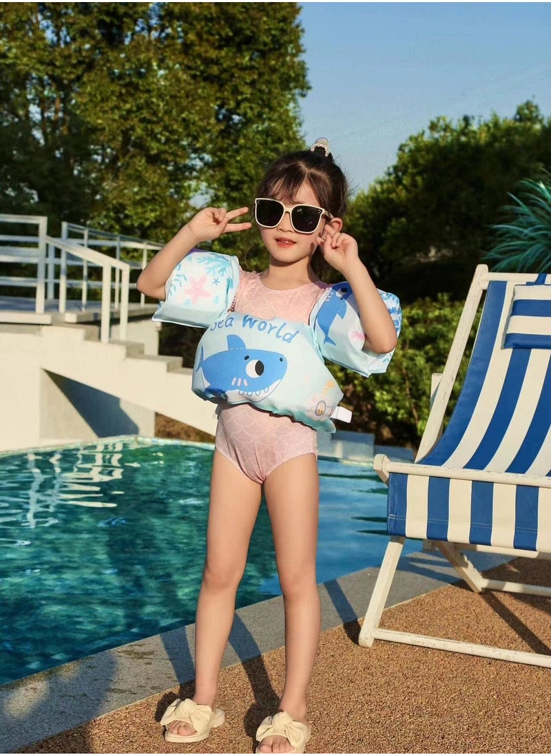 Mr. Penda Baby Pool Float Fit 30-55 Lbs, Kids Swimming Float with Arm Water Wings, Fun Ride-On Raft Pool Baby Beach Supplies for 2-6 Years Old Boy Girl (Blue Shark)  - Image 5