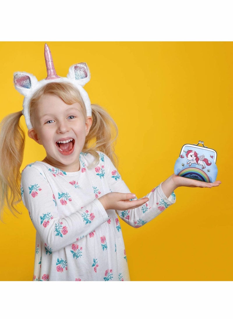 SOLARAE Unicorn Coin Girls Purses, 2 Pcs Faux Bags Portable Jewelry Pouch with Kiss-Lock Closure Rainbow Goodie Bag for Girls Kids Birthday Party Favors Kids Toys for Girls Kids 4-6 - Image 5