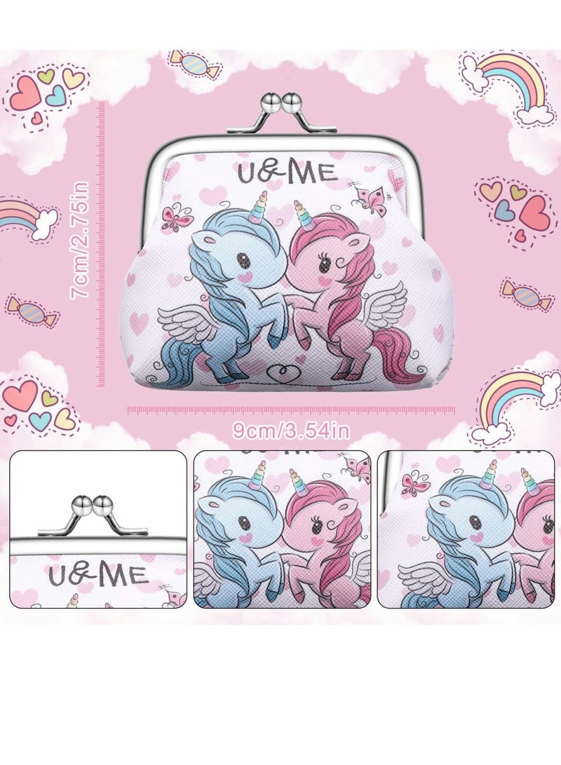 SOLARAE Unicorn Coin Girls Purses, 2 Pcs Faux Bags Portable Jewelry Pouch with Kiss-Lock Closure Rainbow Goodie Bag for Girls Kids Birthday Party Favors Kids Toys for Girls Kids 4-6 - Image 2