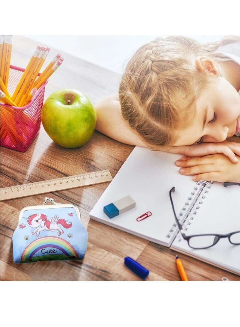 SOLARAE Unicorn Coin Girls Purses, 2 Pcs Faux Bags Portable Jewelry Pouch with Kiss-Lock Closure Rainbow Goodie Bag for Girls Kids Birthday Party Favors Kids Toys for Girls Kids 4-6 - Image 3