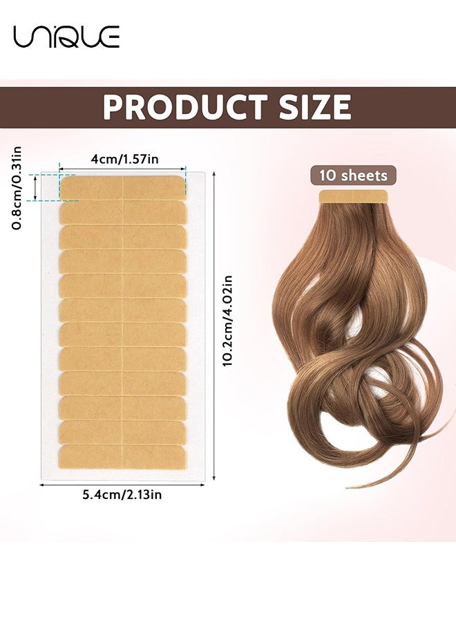 Unique 120 Pieces Hair Extension Tape, Double Sided Hair Extension Tape,  Adhesive Replacement Tape for Hair Extensions, Hair Extension Replacement Tape, Wig Strap Beauty Tools (Khaki) - Image 2