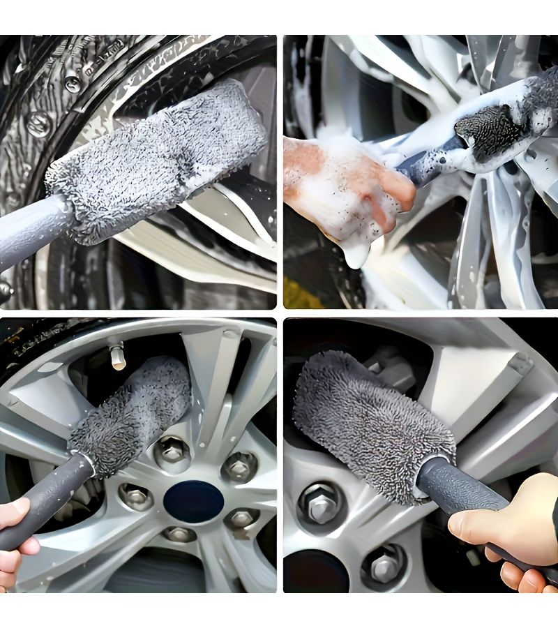 11 Pcs Car Cleaning Kit Microfiber Detailing Glove Tire Brush Scratch Removal Pad Sponge Interior Exterior Auto Maintenance Set PVC Bag - Image 4