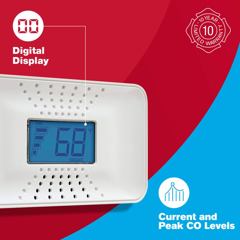First Alert CO710 Carbon Monoxide Detector with 10-Year Battery and Digital Temperature Display , White - Image 3