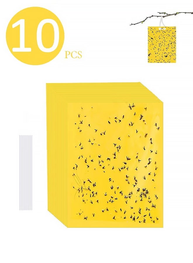 Quantum 10 PCS Sticky Fly Trap, Double Sided Yellow Sticky Traps Fruit Fly Trap, Insects Trap Pest Killer for Outdoor Indoor - Image 1