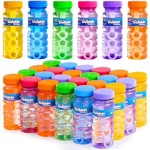 JOYIN 36 Pcs Bubble Bottles with Wand Assortment for Kids 4oz Blow Bubbles Solution Novelty Summer Toy Activity Party Favor Assorted Colors Set Party Favors Birthday - Image 1
