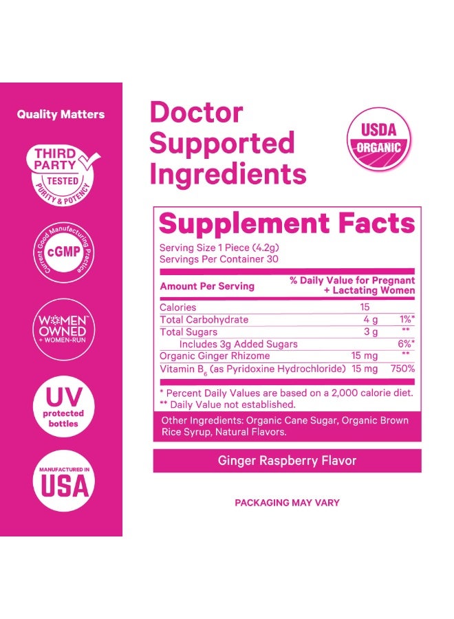 Pink Stork Morning Sickness Sweets, with Organic Ginger + Vitamin B6, 30 Organic Lozenges, Ginger Raspberry Flavor, Dietary Supplement - Image 4