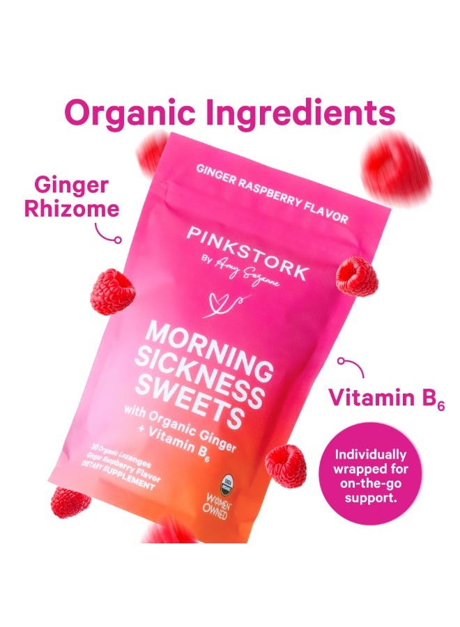 Pink Stork Morning Sickness Sweets, with Organic Ginger + Vitamin B6, 30 Organic Lozenges, Ginger Raspberry Flavor, Dietary Supplement - Image 2