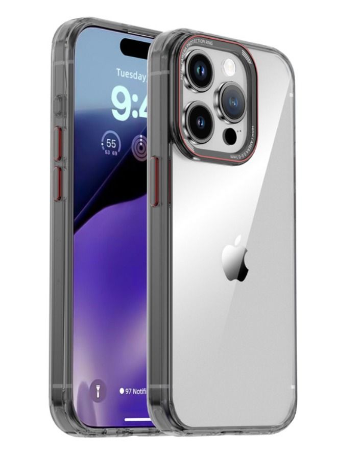 IPAKY iPhone 15 Pro Max Case with Metal Lens Protection Frame and Matte Metal Buttons, Anti-Yellowing Anti-Drop Explosion-Proof Non-Stick Fingerprint Protective Case for Apple iPhone 15 Pro Max - Image 1