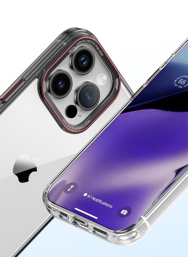 IPAKY iPhone 15 Pro Max Case with Metal Lens Protection Frame and Matte Metal Buttons, Anti-Yellowing Anti-Drop Explosion-Proof Non-Stick Fingerprint Protective Case for Apple iPhone 15 Pro Max - Image 2