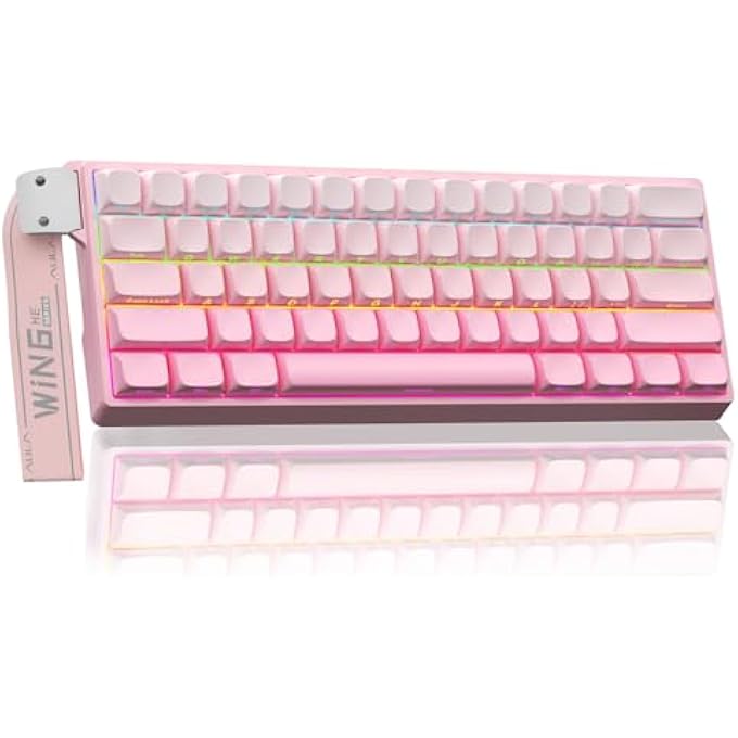 rayihni WIN60 HE MECHANICAL GAMING KEYBOARD WIRED,HALL EFFECT MAGNETIC SWITCHES,ADJUSTABLE ACTUATION RAPID TRIGGER,8K POLLING RATE,RGB BACKLIGHT,SIDE PRINTED,60% PERCENT KEYBOARD FOR MAC/WIN (PINK) - Image 1