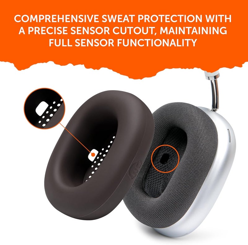 WC SweatZ Max - Patented Protective Earpad Covers for Airpods Max Made by Wicked Cushions | Sweatproof & Easily Washable | Full Earpad Sweat Protection | Brown - Image 5
