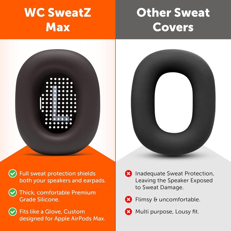 WC SweatZ Max - Patented Protective Earpad Covers for Airpods Max Made by Wicked Cushions | Sweatproof & Easily Washable | Full Earpad Sweat Protection | Brown - Image 4