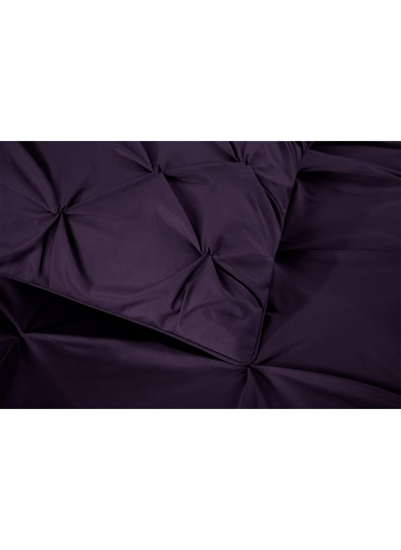 Chezmoi Collection Chezmoi Collection Berlin Purple Pinch Pleat Extra Wide King Comforter Set  3-Piece (Comforter and Pillow Shams) - Soft Pintuck  Lightweight All Season Microfiber  - Image 3