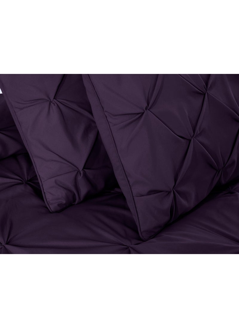Chezmoi Collection Chezmoi Collection Berlin Purple Pinch Pleat Extra Wide King Comforter Set  3-Piece (Comforter and Pillow Shams) - Soft Pintuck  Lightweight All Season Microfiber  - Image 4