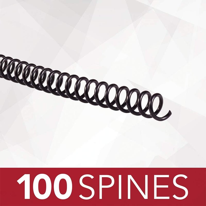 GBC Binding Spines / Spirals / Coils, 8mm, 45 Sheet Capacity, 4:1 Pitch, Color Coil, Black, 100 Pack (9665010) - Image 2