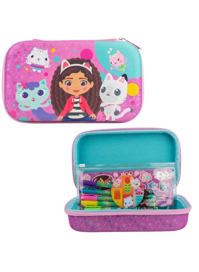 Innovative Designs Gabby’S Dollhouse Pencil Case Set With Stickers And Gel Pens For Kids Molded With Zip Closure Purple - Image 1