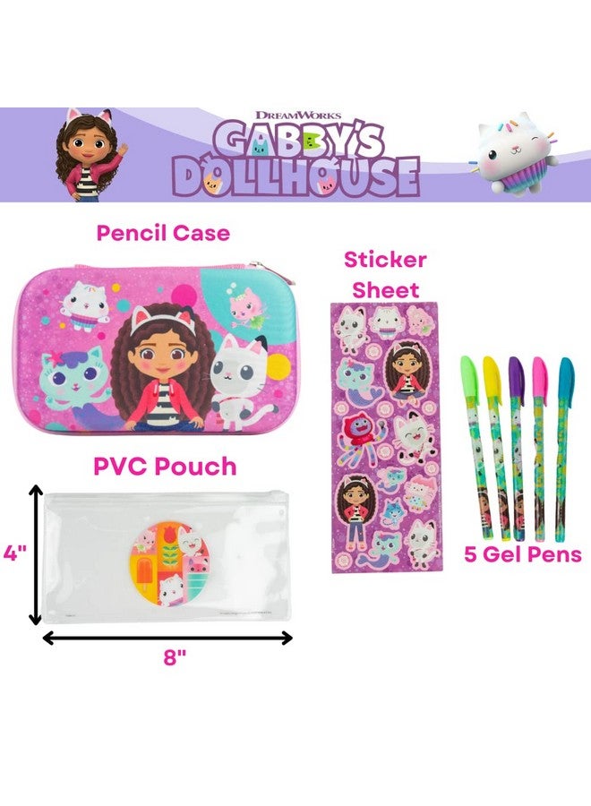 Innovative Designs Gabby’S Dollhouse Pencil Case Set With Stickers And Gel Pens For Kids Molded With Zip Closure Purple - Image 3