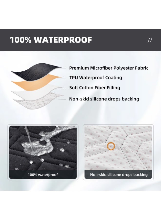 1Pcs Waterproof Sofa Covers for Pets with Non Slip Backing Couch Seat Side Pocket 3 Cushion Washable Dog Cover Protector Slipcovers 67.3In Black - Image 5