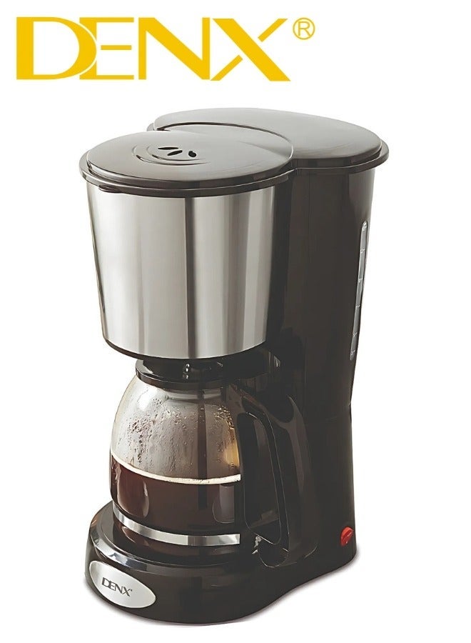 Denx Coffee Maker DX3415 – 1.5L Capacity, 900W Power, High-Density Filter, Brews up to 12 Cups in 11 Minutes, Suitable for Coffee and Tea, Elegant Design with On/Off Light Indicator - Image 2